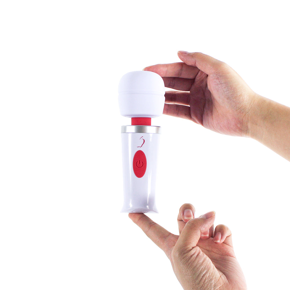 Adam & Eve Mini Magic Massager – Mini Wand Massager with 10 Vibration Speeds – White