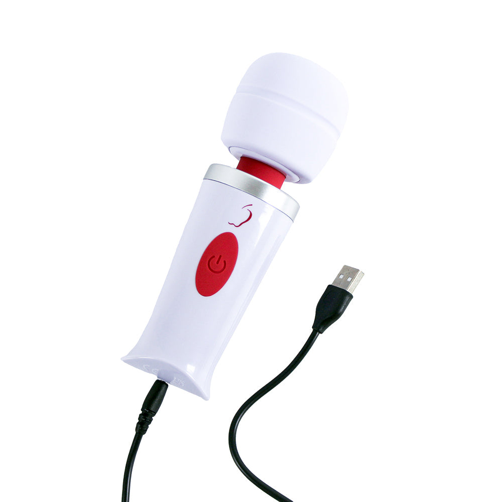 Adam & Eve Mini Magic Massager – Mini Wand Massager with 10 Vibration Speeds – White