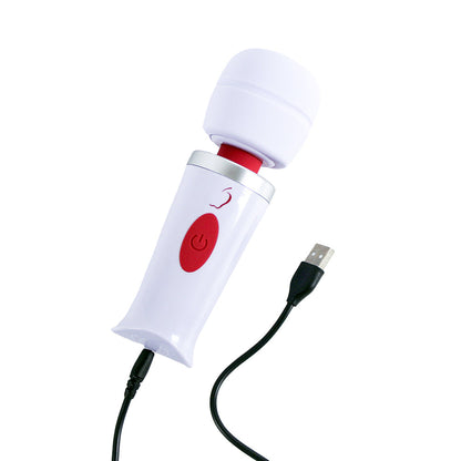 Adam & Eve Mini Magic Massager – Mini Wand Massager with 10 Vibration Speeds – White