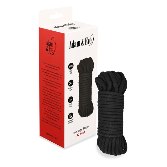 Adam & Eve Bondage Rope 30 ft – Black – Versatile Restraint Rope