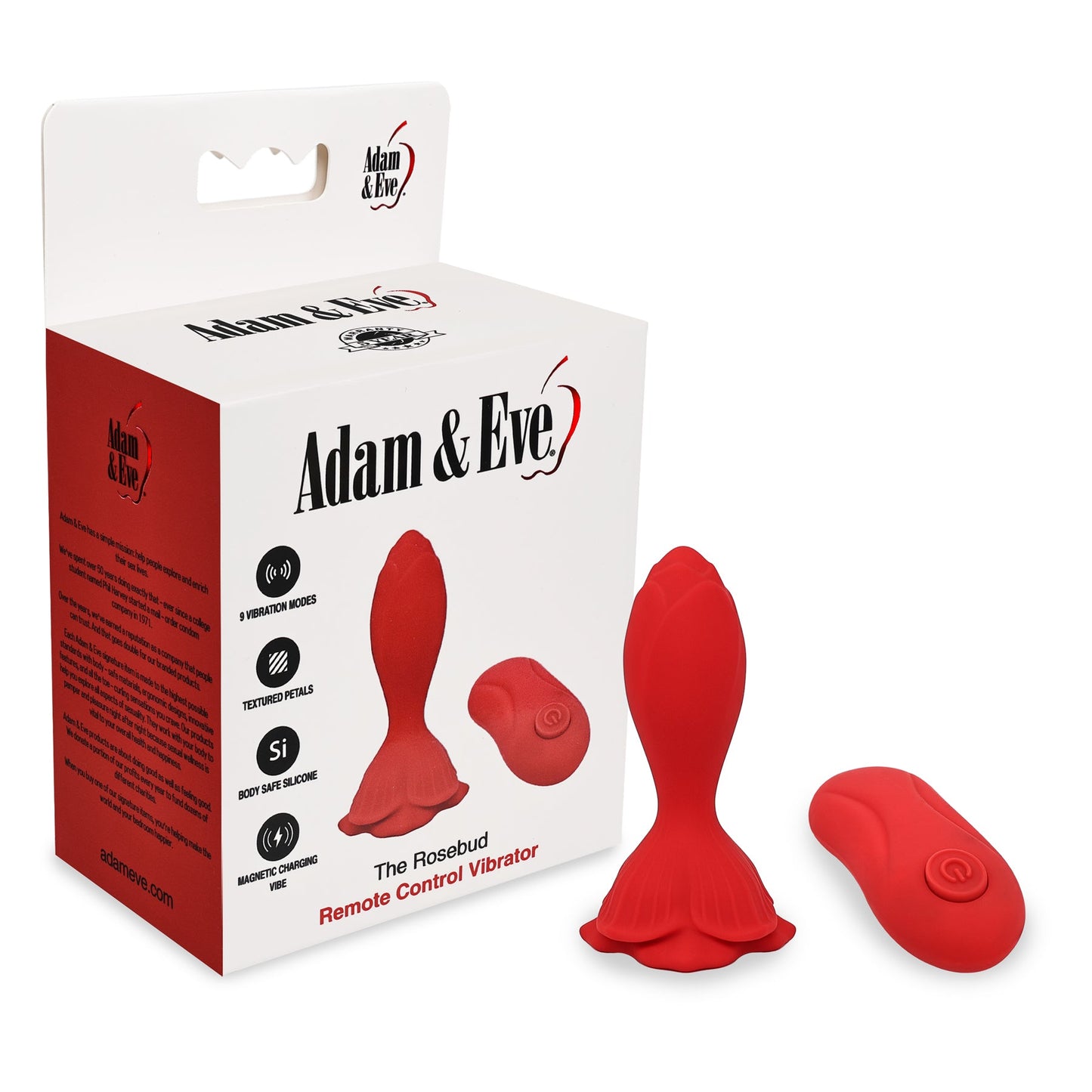Adam & Eve The Rosebud Remote Control Vibrator Plug – Red