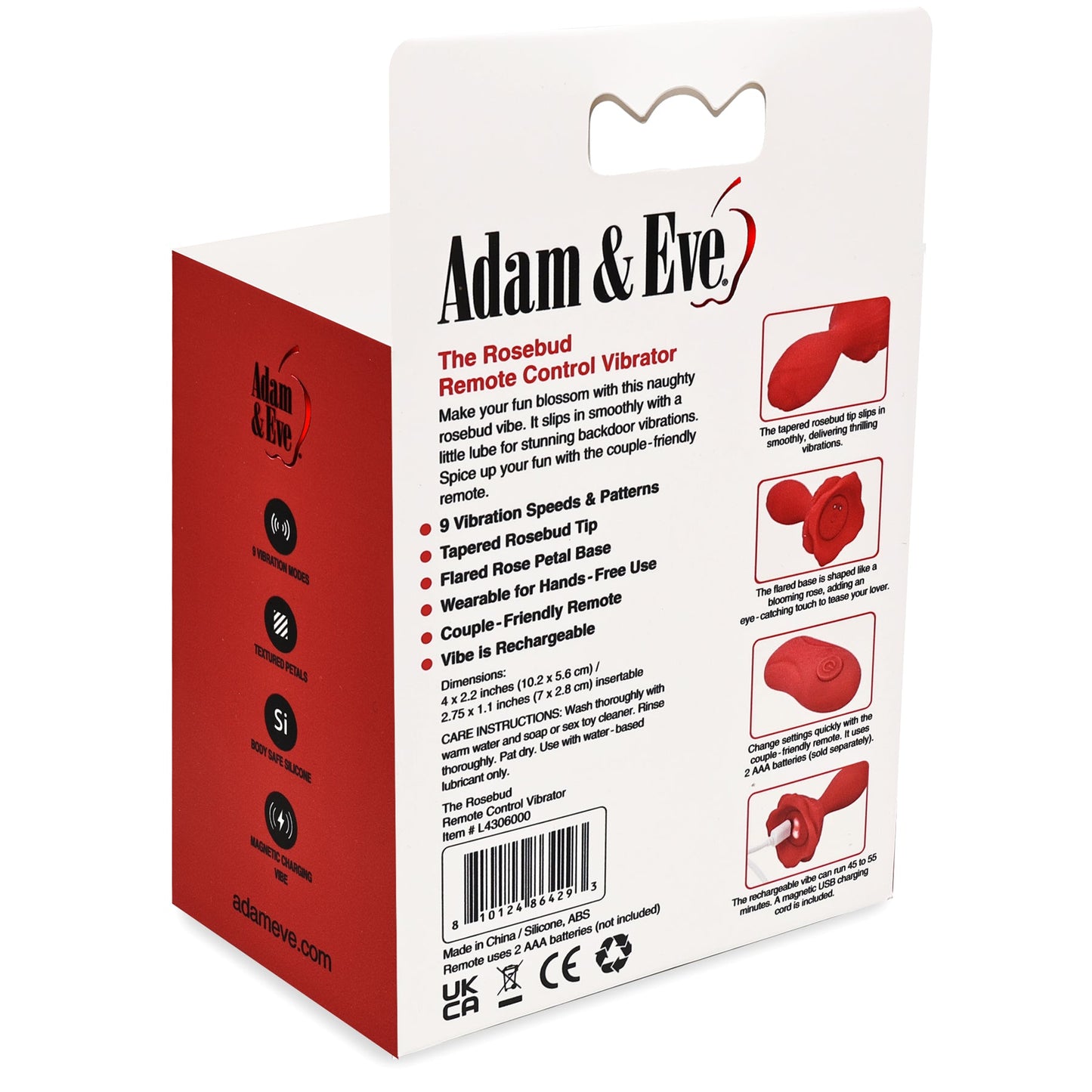 Adam & Eve The Rosebud Remote Control Vibrator Plug – Red