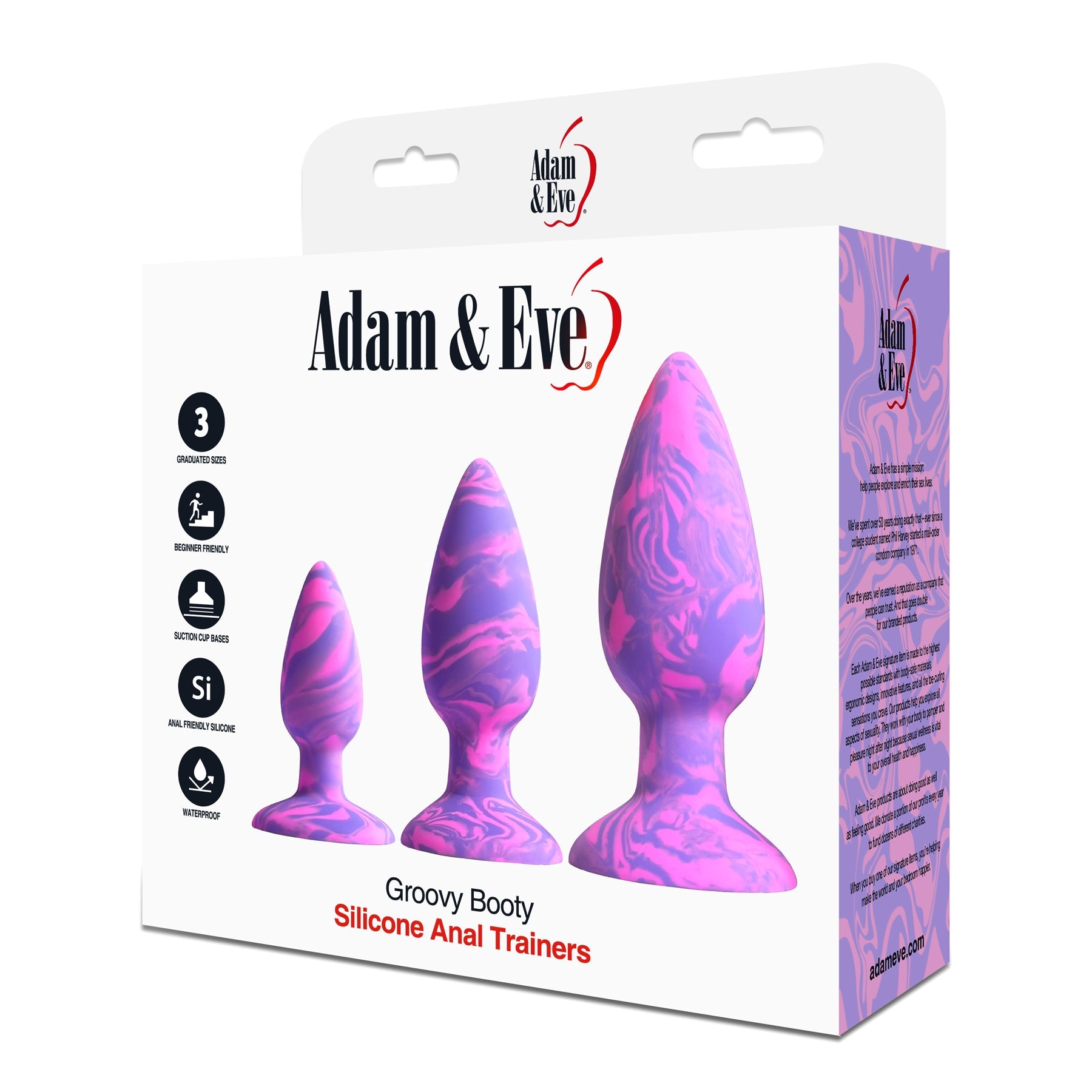 Adam & Eve Groovy Booty Silicone Anal Trainer Set – Multi-Color