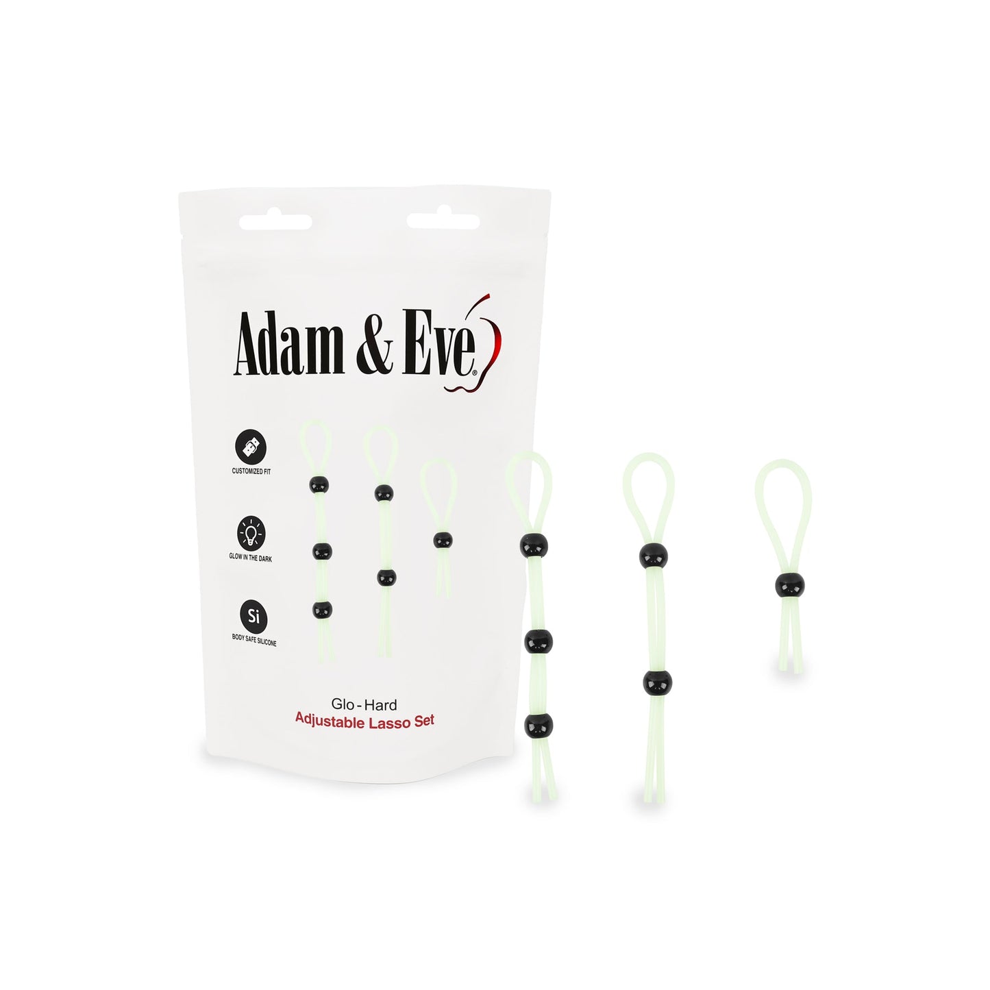 Adam & Eve Glo-Hard Adjustable Lasso Set – Silicone, White