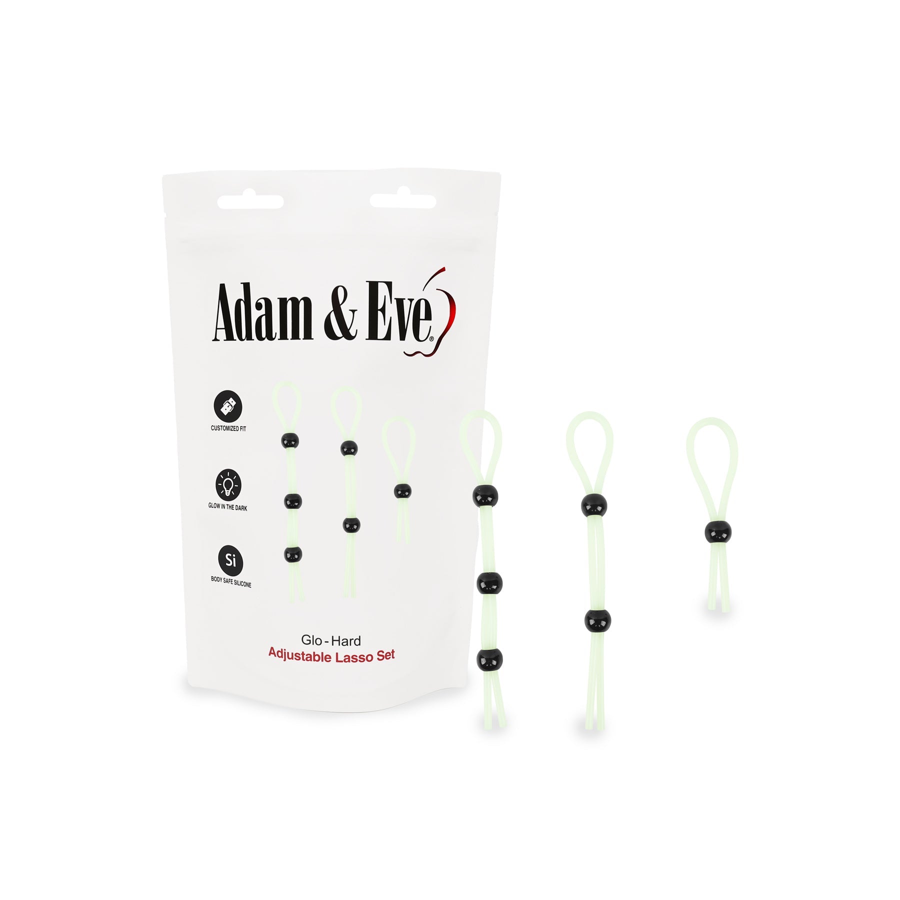 Adam & Eve Glo-Hard Adjustable Lasso Set – Silicone, White