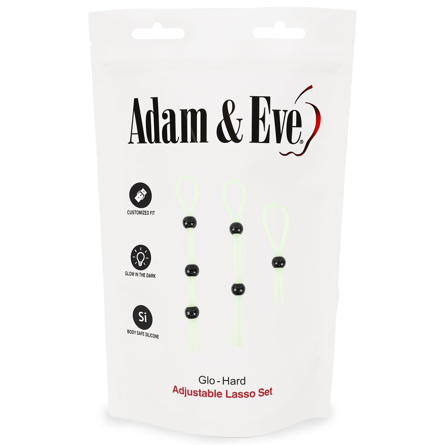 Adam & Eve Glo-Hard Adjustable Lasso Set – Silicone, White