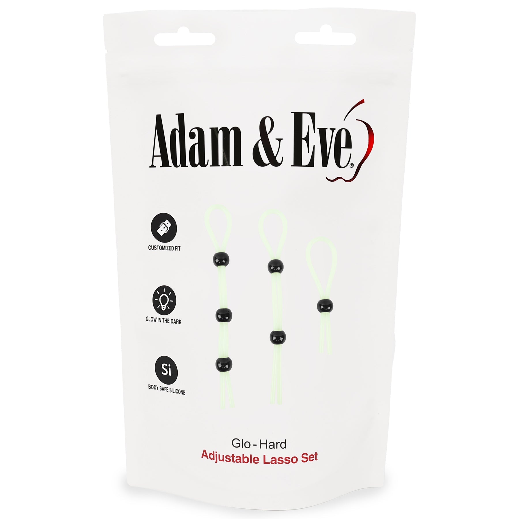 Adam & Eve Glo-Hard Adjustable Lasso Set – Silicone, White