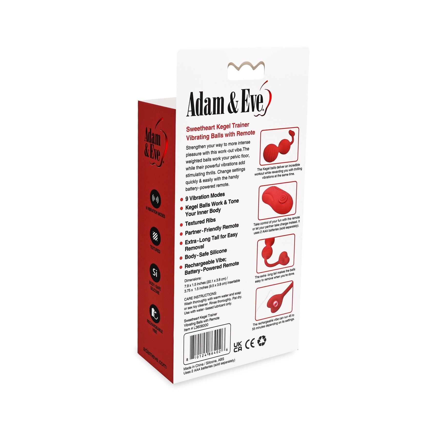 Adam & Eve Sweetheart Kegel Trainer Vibrating Balls – Red