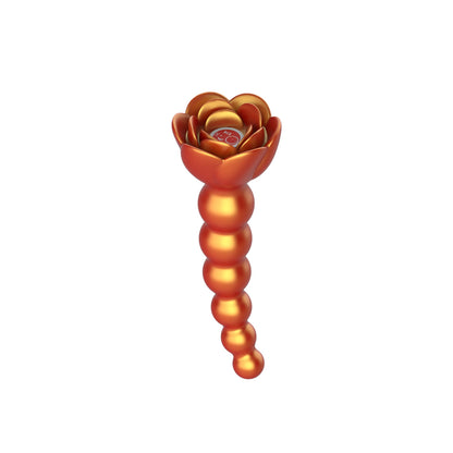 Adam & Eve Beaded Rose Blossom Silicone Anal Vibrator – Orange