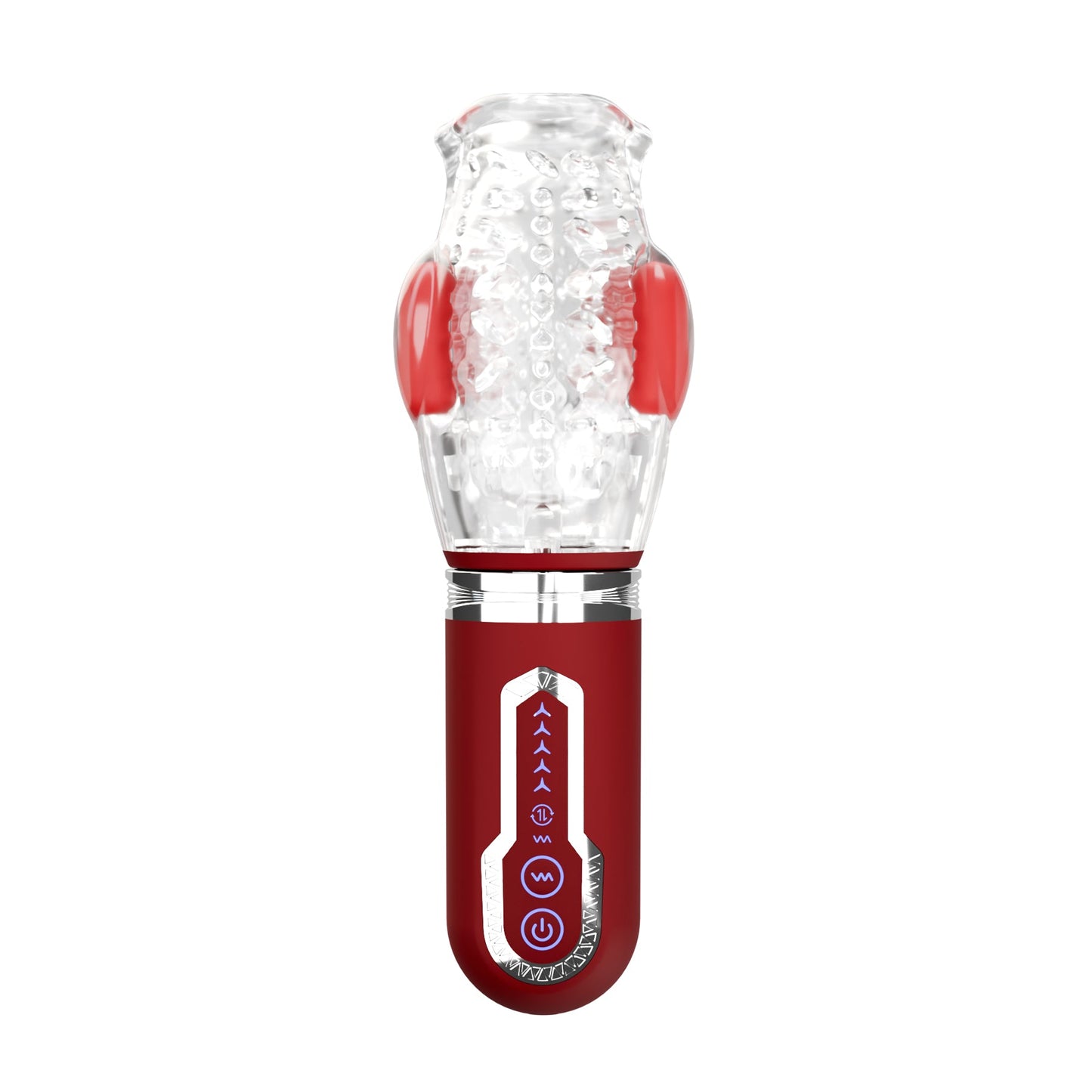 Adam & Eve Pleasure Pro 3000 Rotating & Thrusting Vibro Stroker - Clear/Red