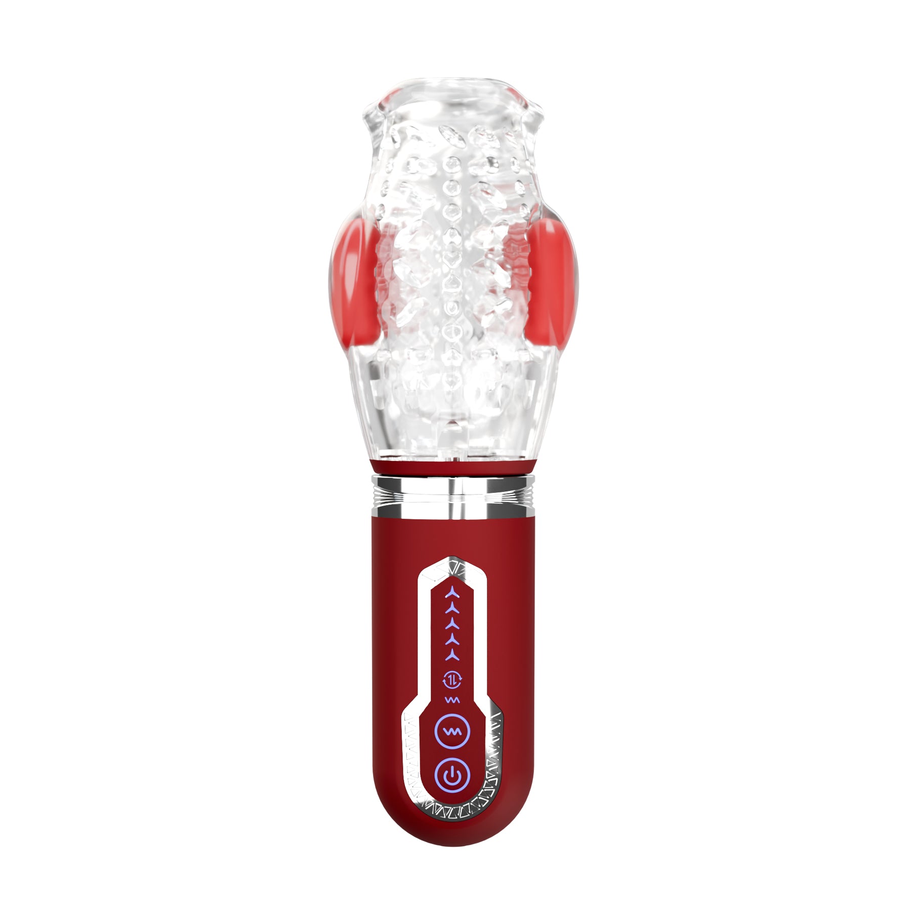 Adam & Eve Pleasure Pro 3000 Rotating & Thrusting Vibro Stroker - Clear/Red