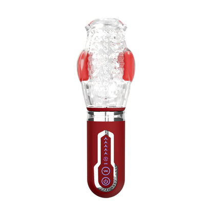 Adam & Eve Pleasure Pro 3000 Rotating & Thrusting Vibro Stroker - Clear/Red