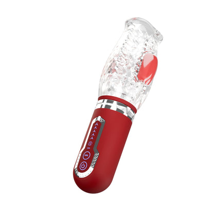 Adam & Eve Pleasure Pro 3000 Rotating & Thrusting Vibro Stroker - Clear/Red