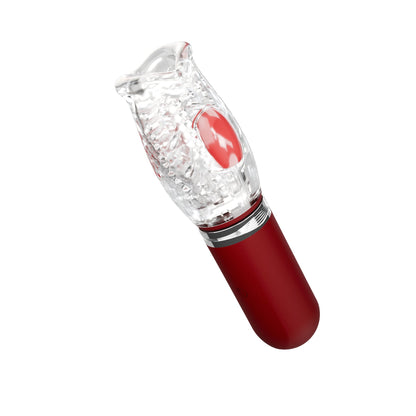Adam & Eve Pleasure Pro 3000 Rotating & Thrusting Vibro Stroker - Clear/Red