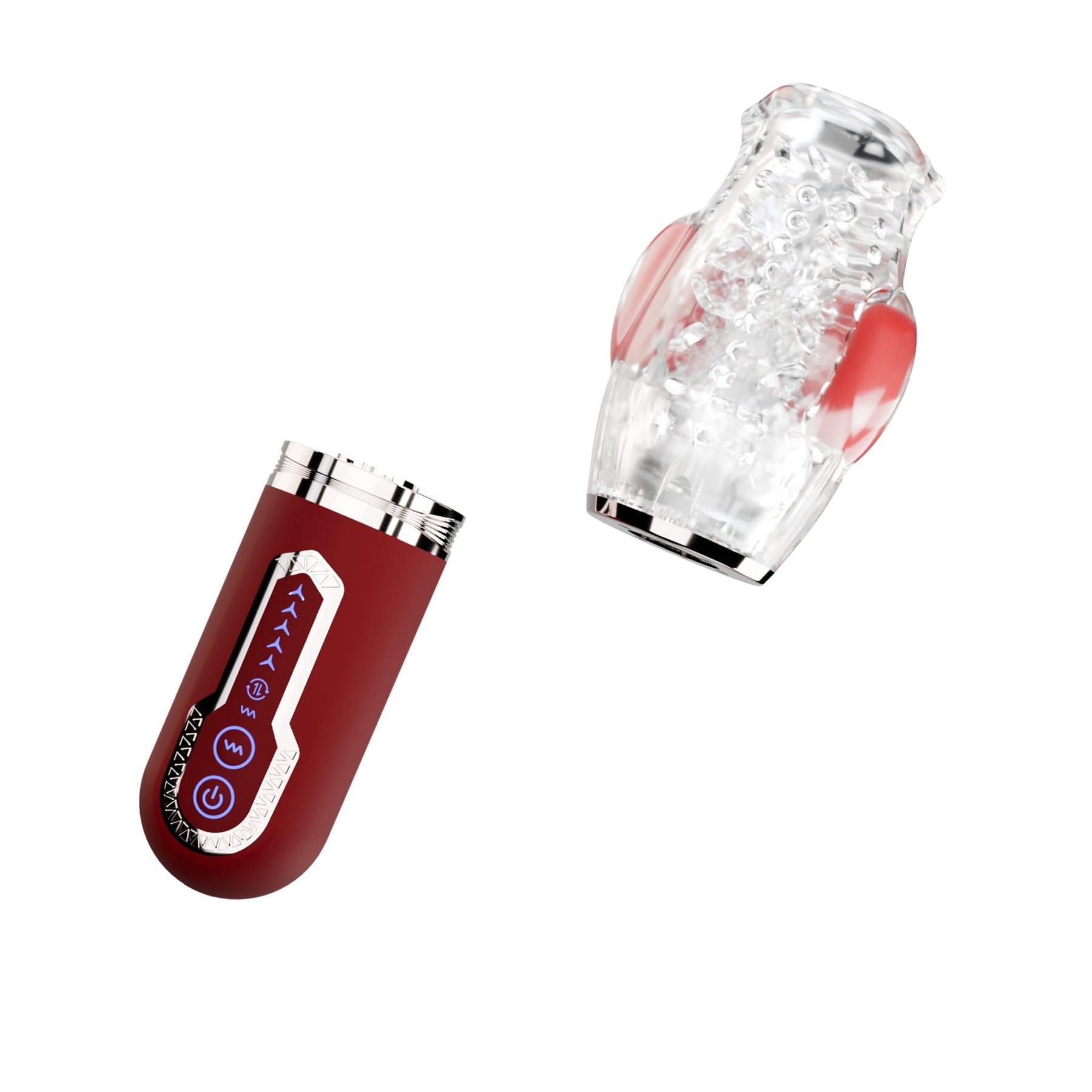 Adam & Eve Pleasure Pro 3000 Rotating & Thrusting Vibro Stroker - Clear/Red