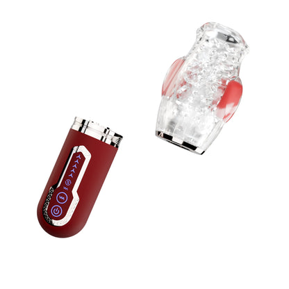 Adam & Eve Pleasure Pro 3000 Rotating & Thrusting Vibro Stroker - Clear/Red