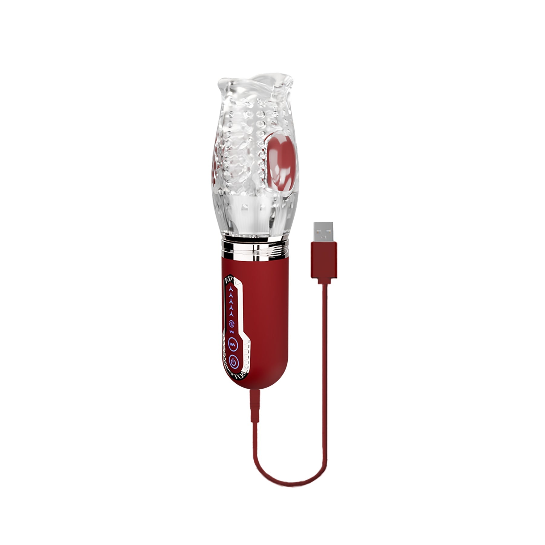 Adam & Eve Pleasure Pro 3000 Rotating & Thrusting Vibro Stroker - Clear/Red
