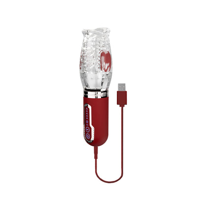 Adam & Eve Pleasure Pro 3000 Rotating & Thrusting Vibro Stroker - Clear/Red