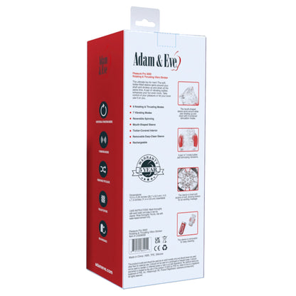 Adam & Eve Pleasure Pro 3000 Rotating & Thrusting Vibro Stroker - Clear/Red