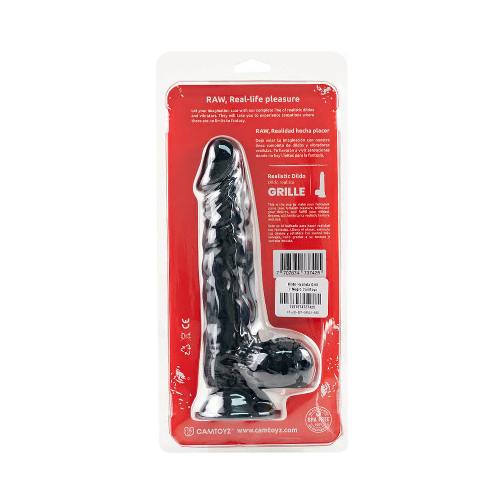 Camtoyz Raw Grille Realistic Dildo with Suction Cup – Black