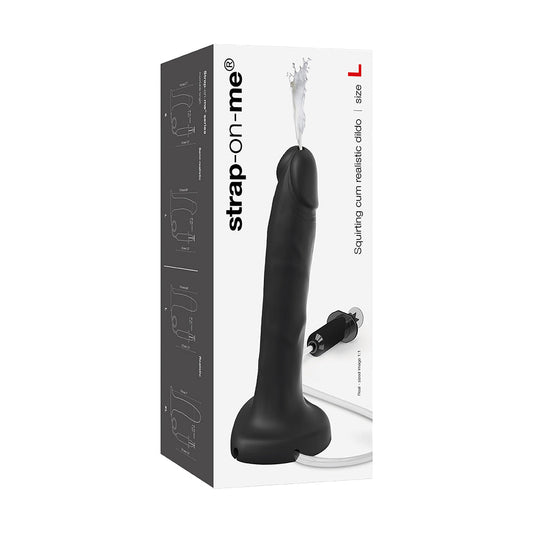 Strap-On-Me Squirting Cum Realistic Dildo Large – Black