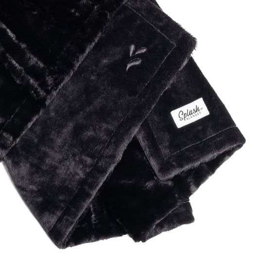 Splash Blanket Furlush Small Waterproof Blanket with Plush Velvet and Faux Rabbit Fur – Black