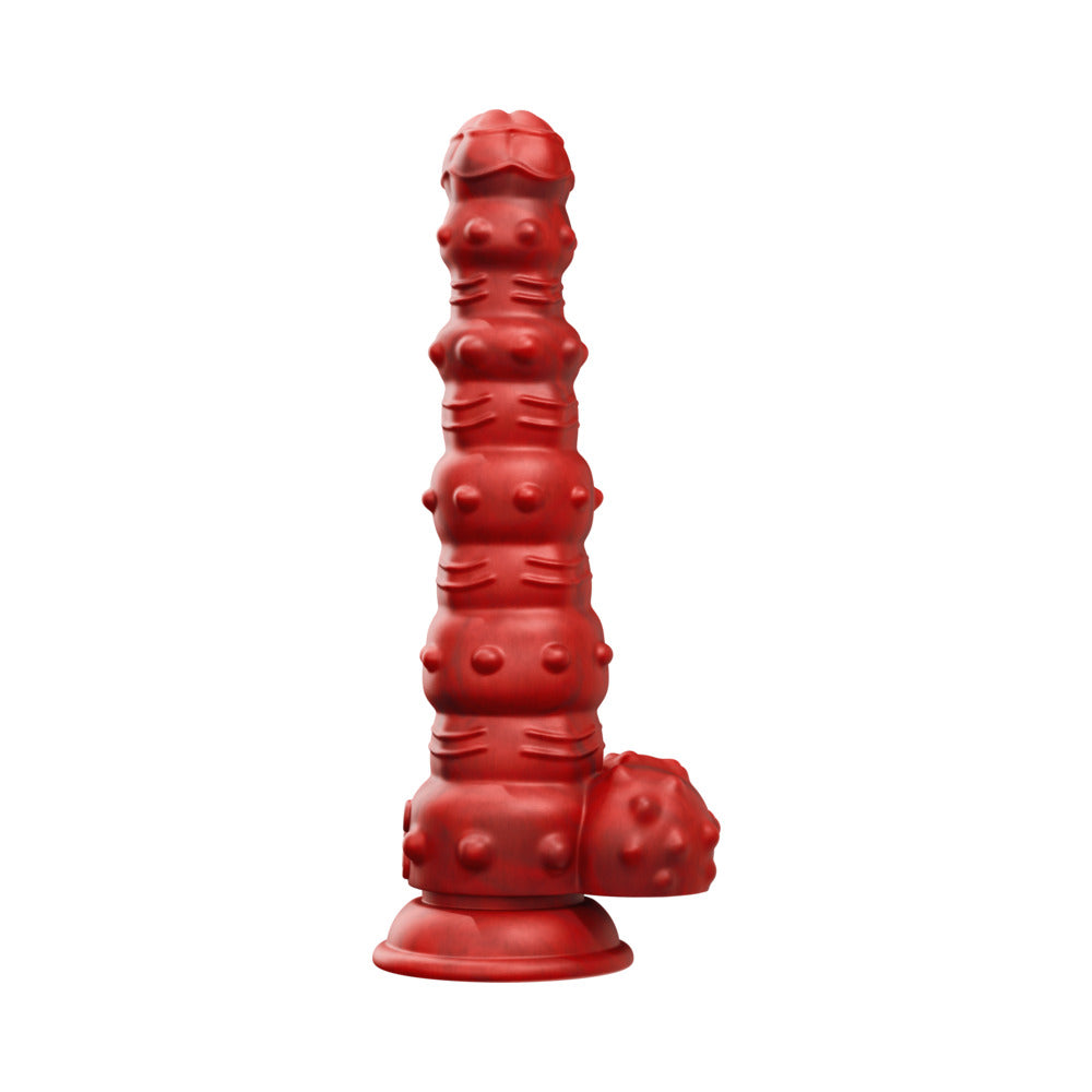 Tentra Rengol Studded Demon Thrusting Dildo – Red – 10 Vibration Modes