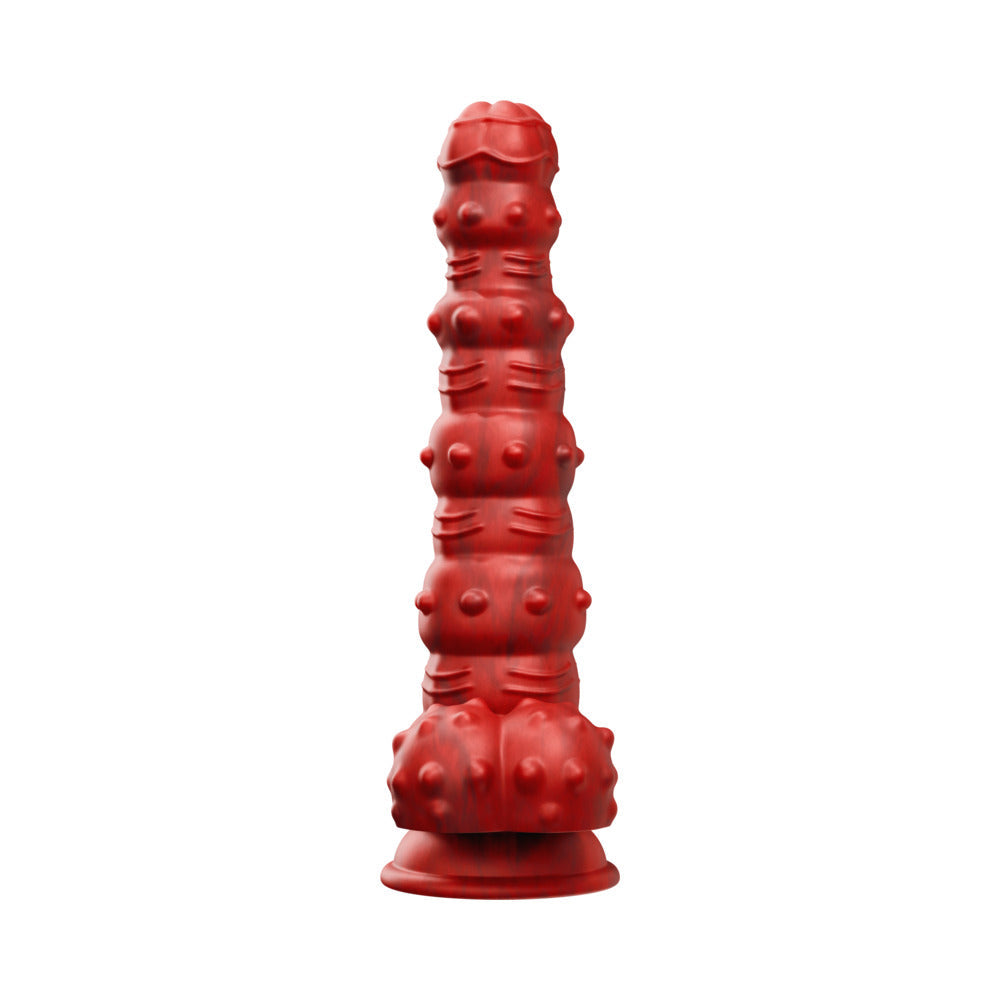 Tentra Rengol Studded Demon Thrusting Dildo – Red – 10 Vibration Modes