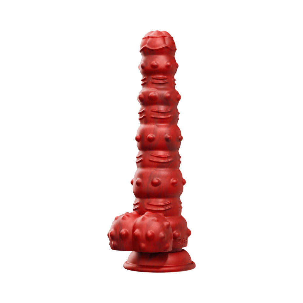 Tentra Rengol Studded Demon Thrusting Dildo – Red – 10 Vibration Modes