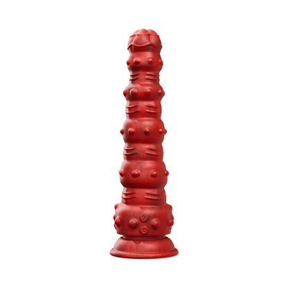 Tentra Rengol Studded Demon Thrusting Dildo – Red – 10 Vibration Modes