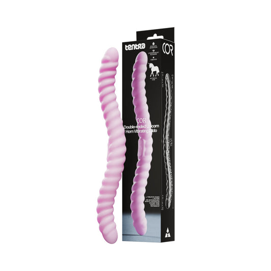 Tentra Cor Unicorn Horn Double-Ended Vibrating Dildo – Pink – 10 Vibration Modes