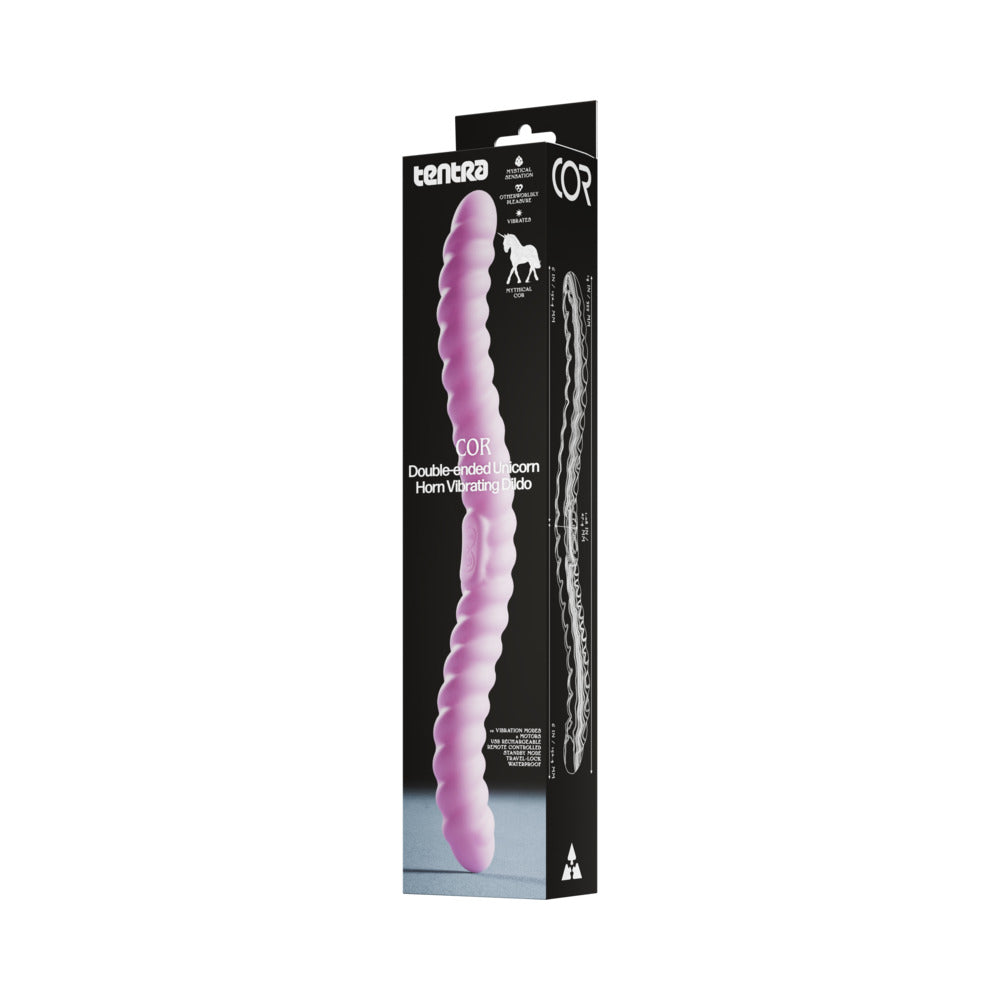 Tentra Cor Unicorn Horn Double-Ended Vibrating Dildo – Pink – 10 Vibration Modes