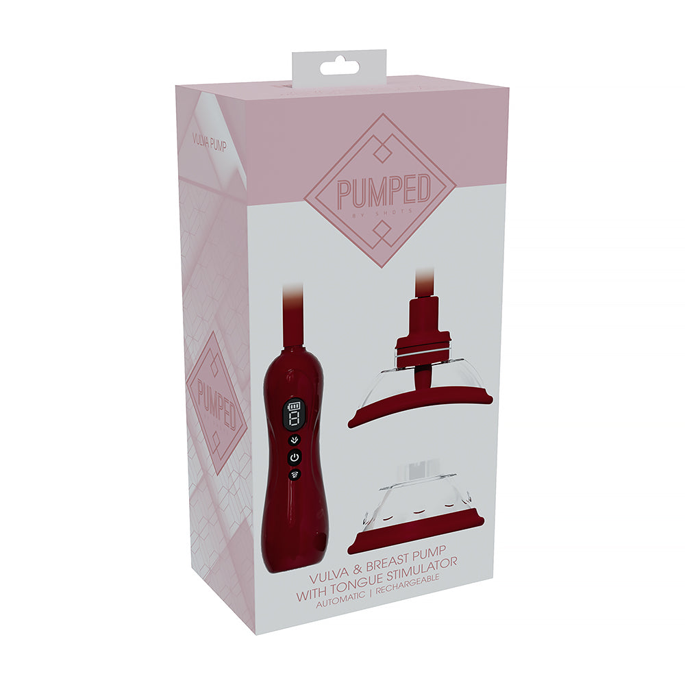 PUMPED Automatic Rechargeable Vulva & Breast Pump with Tongue Stimulator – Red