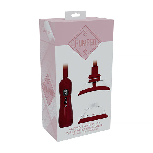 PUMPED Automatic Rechargeable Vulva & Breast Pump with Tongue Stimulator – Red