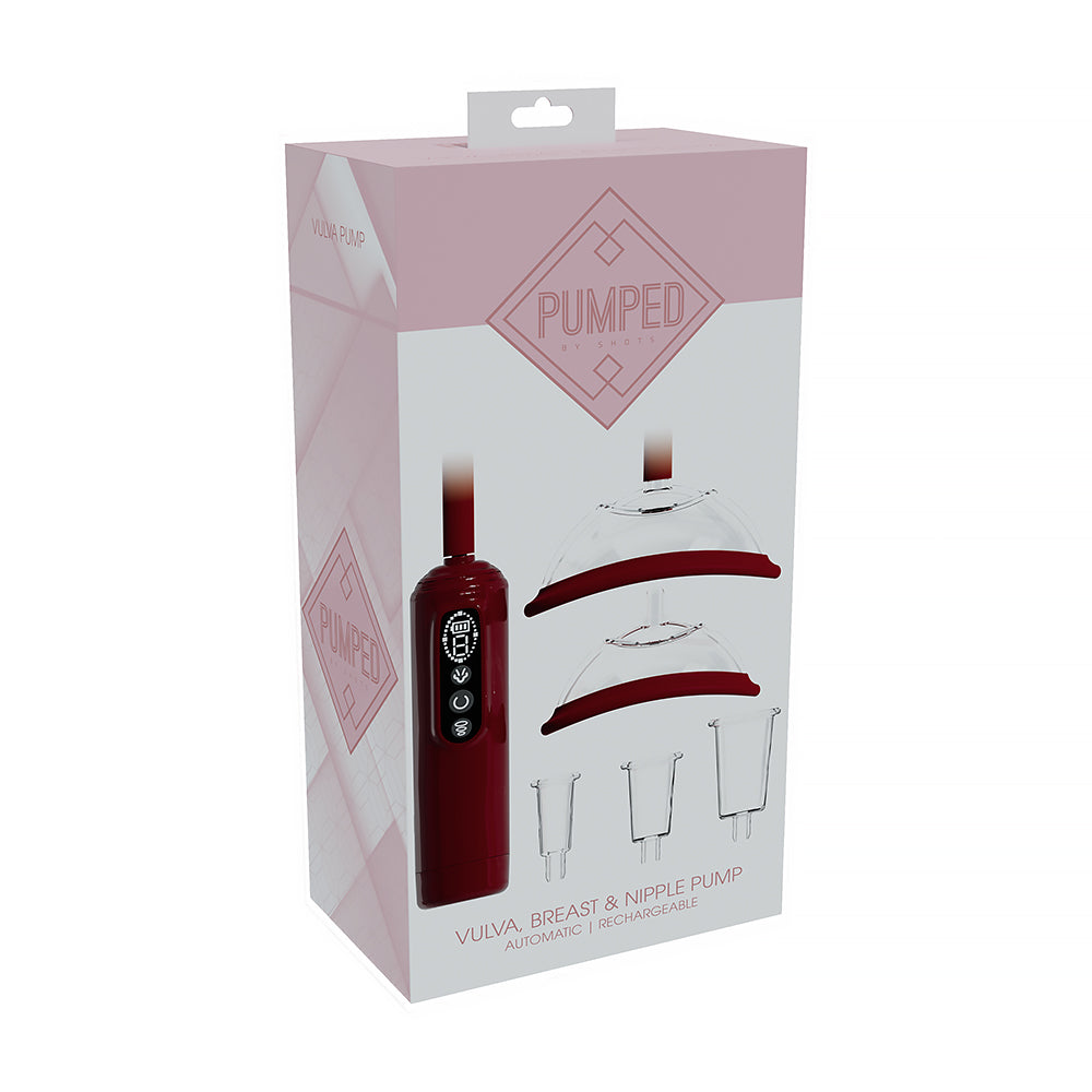 Shots PUMPED Automatic Rechargeable Vulva, Breast & Nipple Pump – Red
