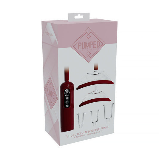 Shots PUMPED Automatic Rechargeable Vulva, Breast & Nipple Pump – Red