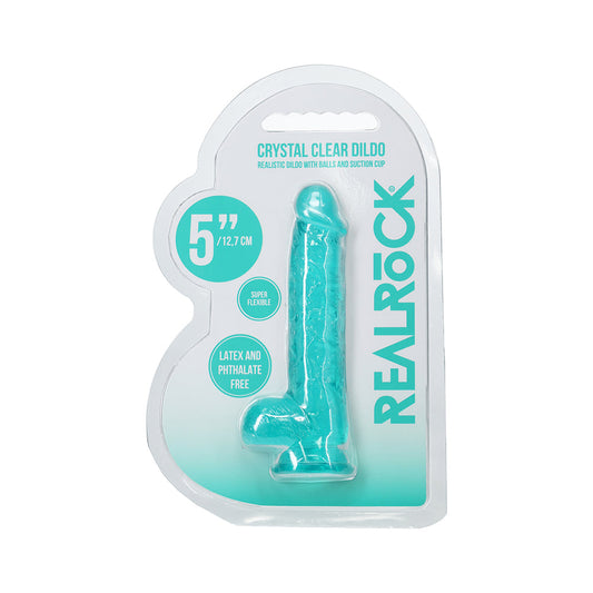 RealRock Realistic 5 in. Dildo with Balls – Turquoise