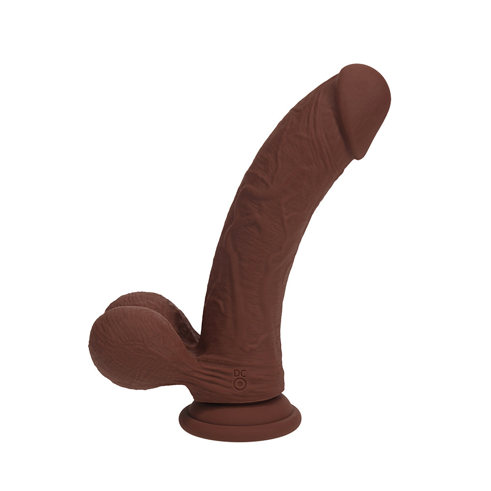 Realrock 6-Inch Brown Dual Density Vibrating Silicone Dildo with Weighted Balls