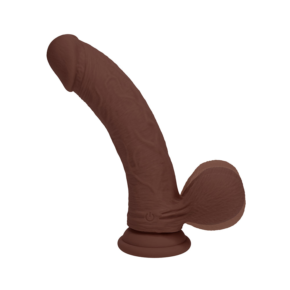 Realrock 6-Inch Brown Dual Density Vibrating Silicone Dildo with Weighted Balls