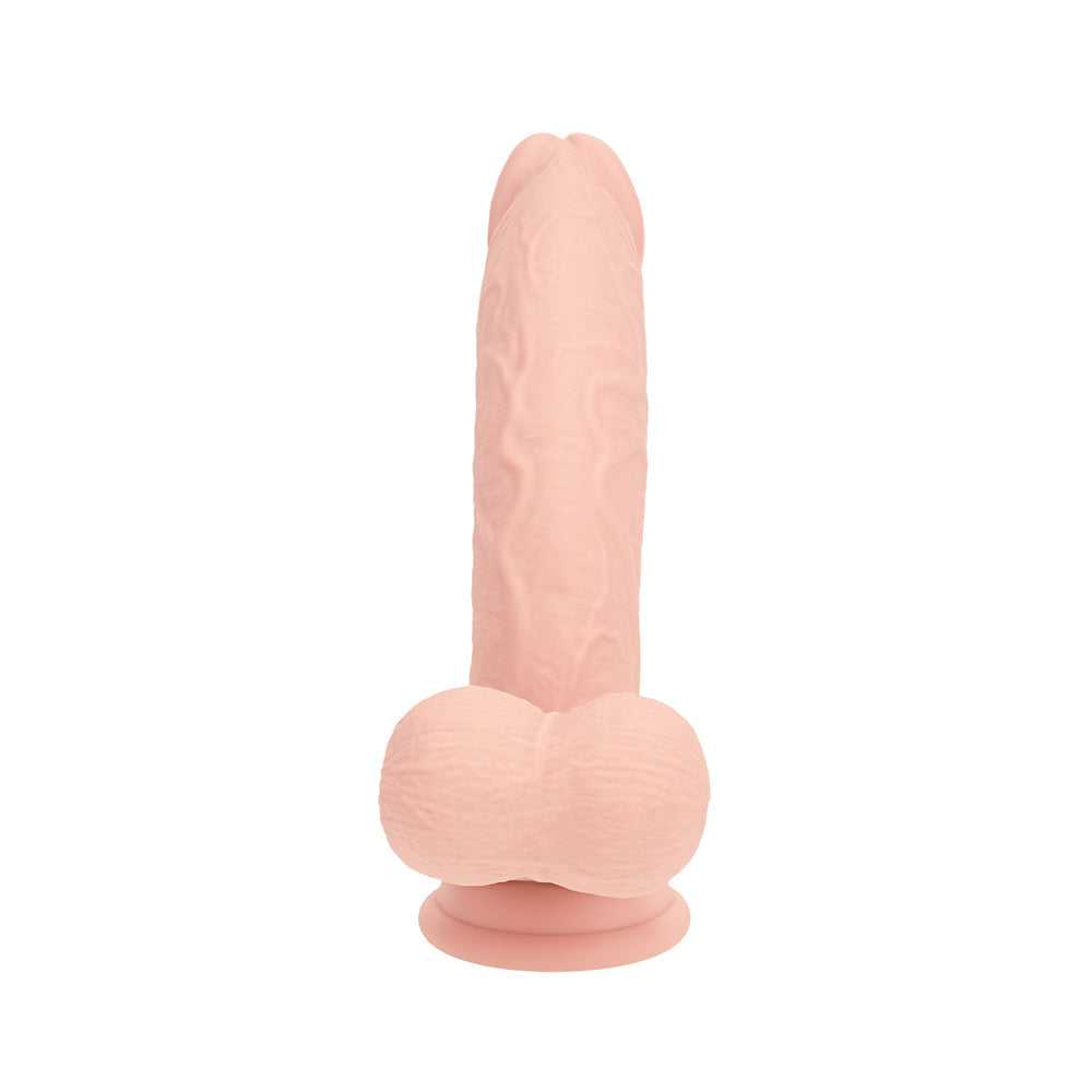 Realrock Realistic Dual Density Vibrating Silicone Dildo with Weighted Balls – Beige