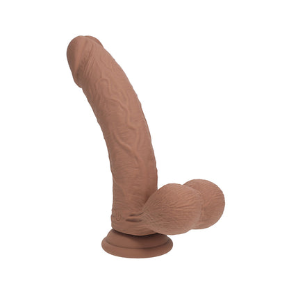 Realrock Realistic Dual Density Vibrating Silicone Dildo with Weighted Balls - Tan