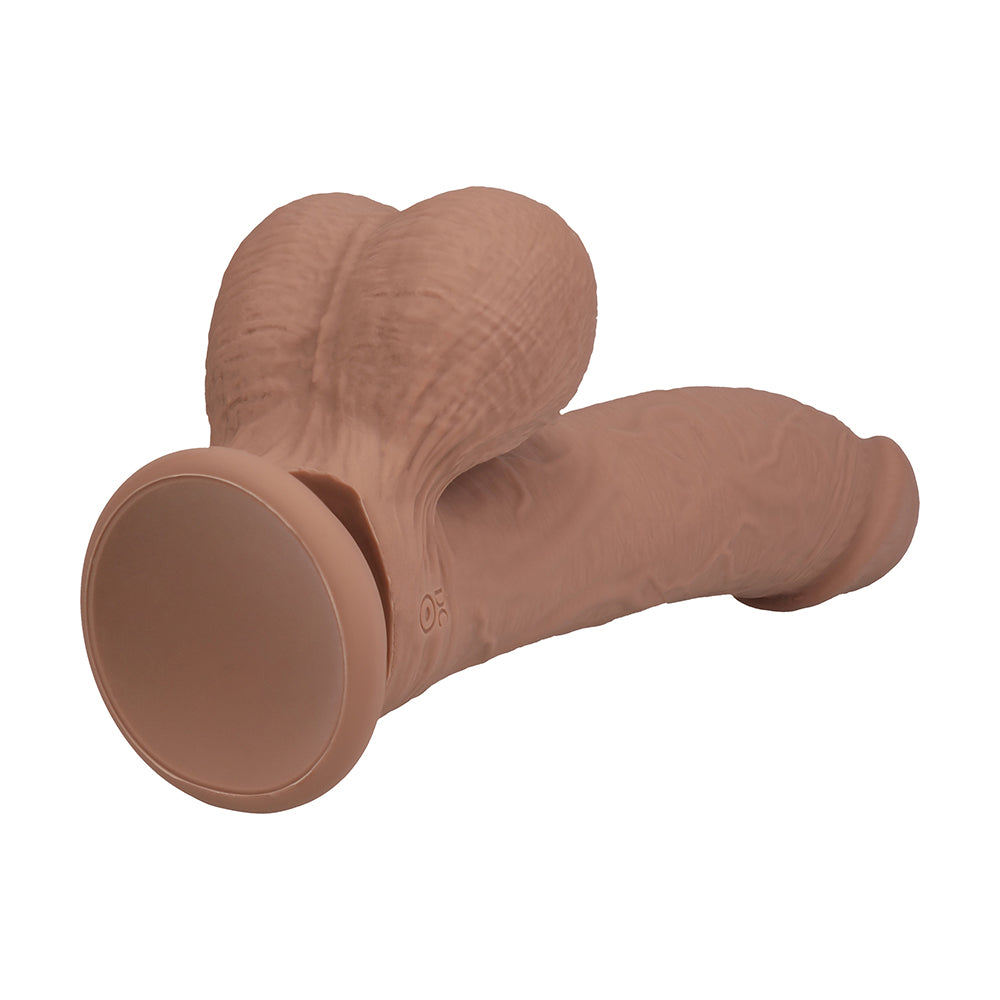 Realrock Realistic Dual Density Vibrating Silicone Dildo with Weighted Balls - Tan