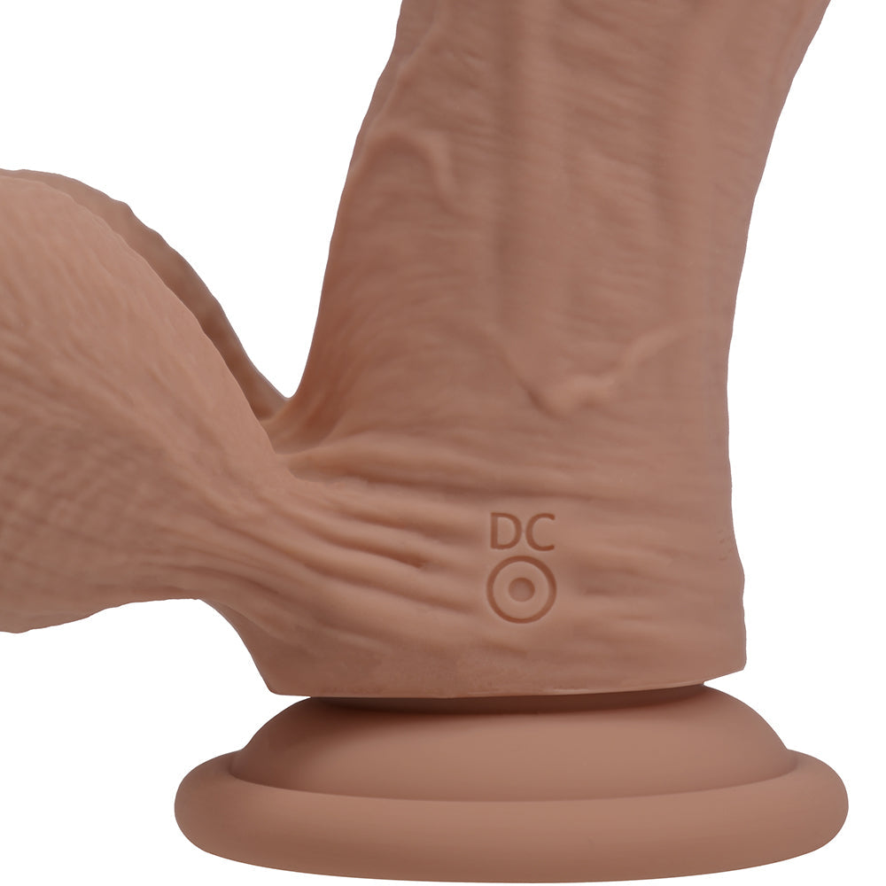 Realrock Realistic Dual Density Vibrating Silicone Dildo with Weighted Balls - Tan