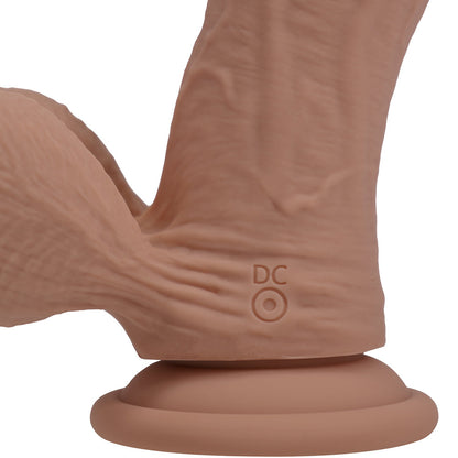 Realrock Realistic Dual Density Vibrating Silicone Dildo with Weighted Balls - Tan