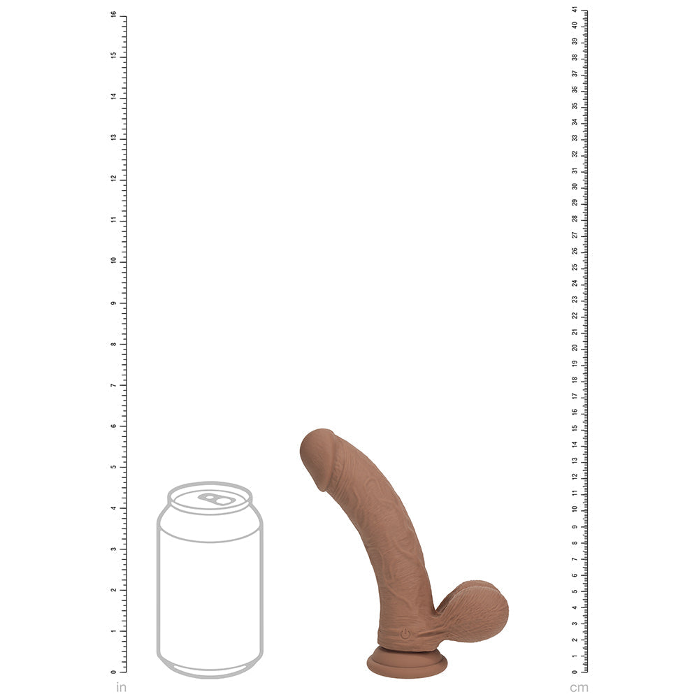 Realrock Realistic Dual Density Vibrating Silicone Dildo with Weighted Balls - Tan