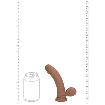 Realrock Realistic Dual Density Vibrating Silicone Dildo with Weighted Balls - Tan