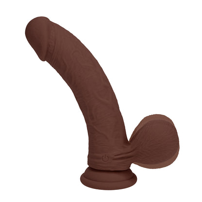 Realrock Realistic Dual Density Vibrating Silicone Dildo with Weighted Balls - Brown