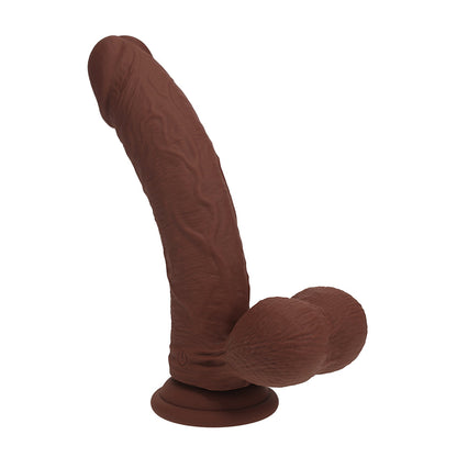 Realrock Realistic Dual Density Vibrating Silicone Dildo with Weighted Balls - Brown