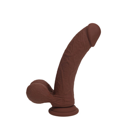 Realrock Realistic Dual Density Vibrating Silicone Dildo with Weighted Balls - Brown