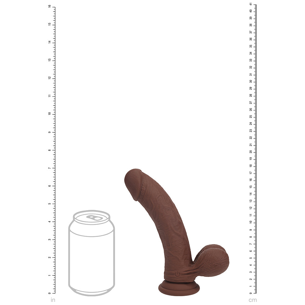Realrock Realistic Dual Density Vibrating Silicone Dildo with Weighted Balls - Brown